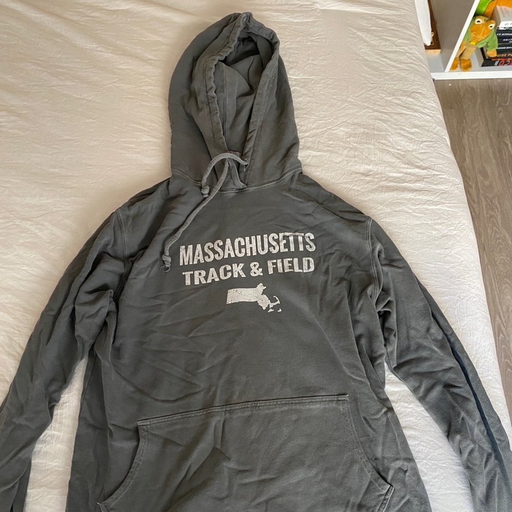 oversized grey massachusetts track and field sweatshirt